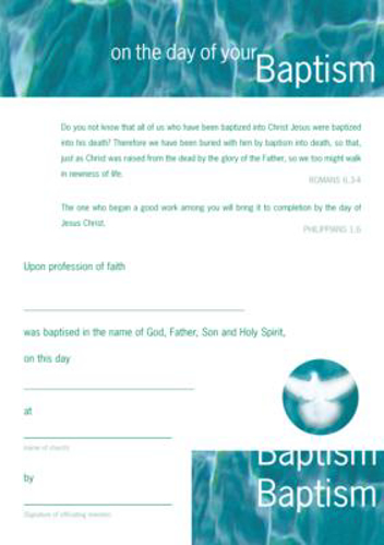 Picture of ADULT BAPTISM CERTIFICATES