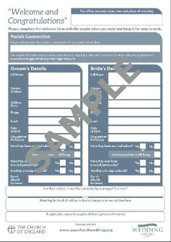 Picture of Wedding Welcome Form (pack of 30)