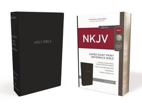 Picture of NKJV HOLY BIBLE, SUPER GIANT PRINT REFERENCE BIBLE, BLACK LEATHER-LOOK, 43,000 CROSS REFERENCES, RED LETTER, COMFORT PRINT: NEW KING JAMES VERSION