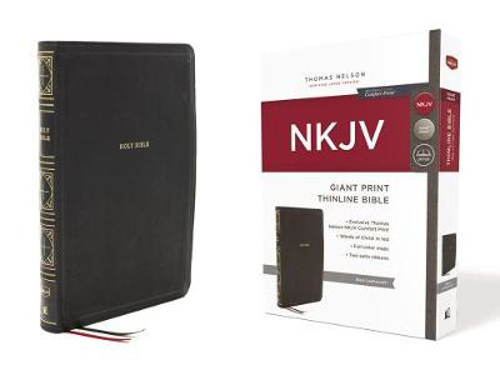 Picture of Nkjv Holy Bible, Giant Print Thinline Bible, Black Leathersoft, Red Letter, Comfort Print: New King James Version