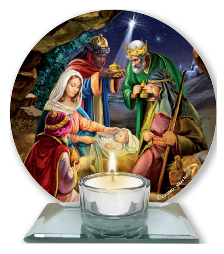 Picture of Nativity Glass Votive Light Holder 87431