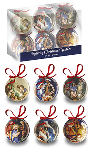 Picture of Nativity Christmas Baubles Set Of 6