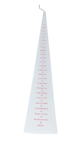 Picture of Advent Candle Pyramid 225mm White Names Of Jesus