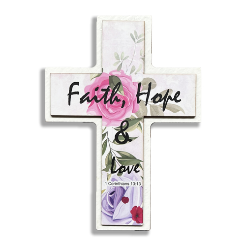 Picture of Faith Hope And Love Cross Plaque