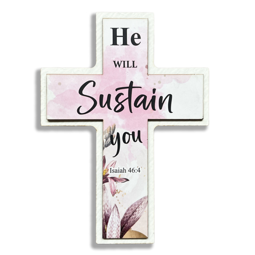 Picture of He Will Sustain Cross Plaque