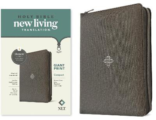 Picture of Nlt Compact Giant Print Zipper Bible, Filament-enabled Edition (leatherlike, Woven Cross Gray, Red Letter)